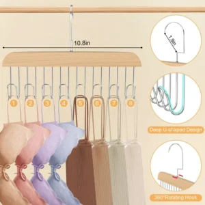 KitchenAxis Wooden Multi-Hook Rotating Hangers – 40-Hook Space-Saving Closet Organizer for Belts