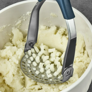 KitchenAxis Stainless Steel Potato Masher – Heavy-Duty Mashing Tool with Ergonomic Soft Grip