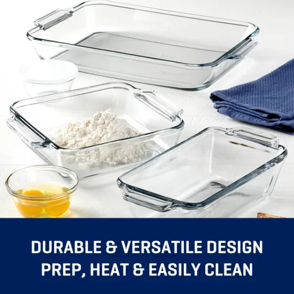 KitchenAxis 7-Piece Glass Bakeware Set – Oven-Safe Borosilicate Glass Baking Dishes with Lids - Image 5