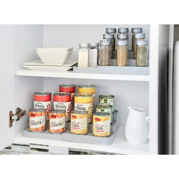 KitchenAxis Expandable 3-Tier Spice Rack Organizer with Side Caddy - Image 3