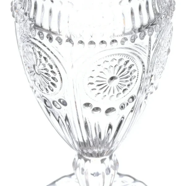 KitchenAxis 12-Ounce Vintage Footed Glass Goblets – Set of 4 Clear Embossed Drinkware - Image 2
