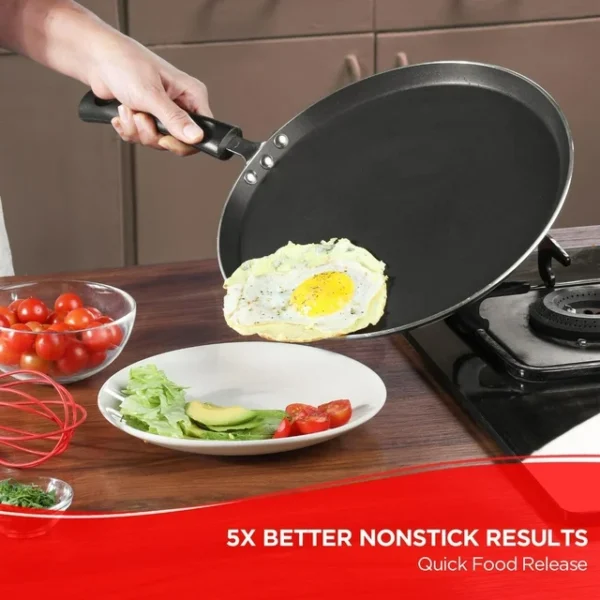 KitchenAxis 12" Non-Stick Flat Tawa – 30 cm Griddle Pan for Roti, Dosa & Pancakes - Image 5