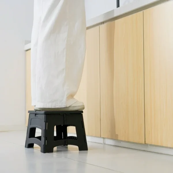 KitchenAxis Foldable 1-Step Plastic Step Stool – Heavy-Duty, Non-Slip Stool with 300 lbs Weight Capacity - Image 4