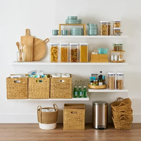 KitchenAxis 2-Pack Handwoven Water Hyacinth Cube Storage Bins - Image 6
