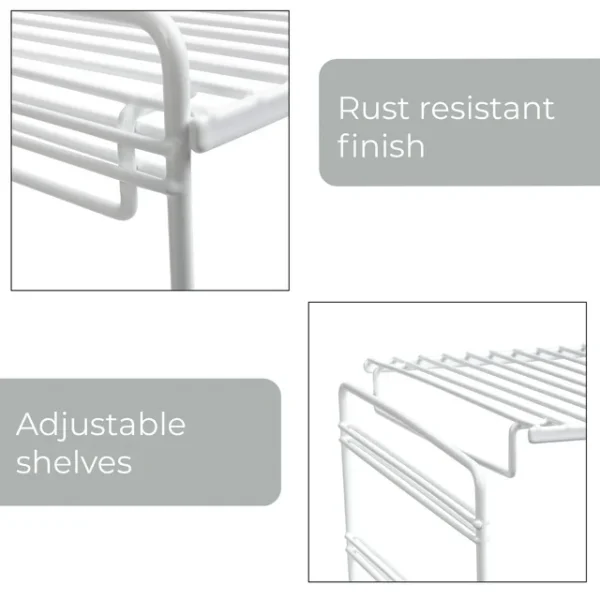 KitchenAxis 3-Tier Adjustable Storage Shelf – Freestanding Multi-Purpose Organizer Rack – White Finish - Image 2
