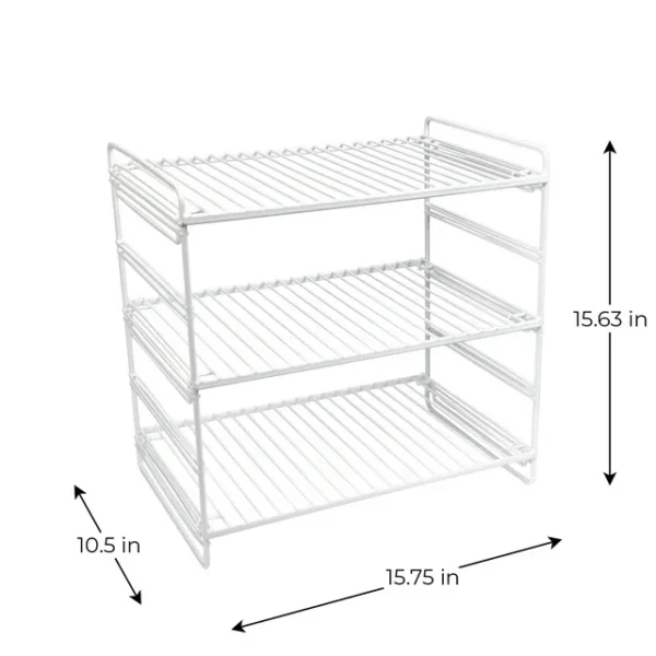 KitchenAxis 3-Tier Adjustable Storage Shelf – Freestanding Multi-Purpose Organizer Rack – White Finish - Image 3